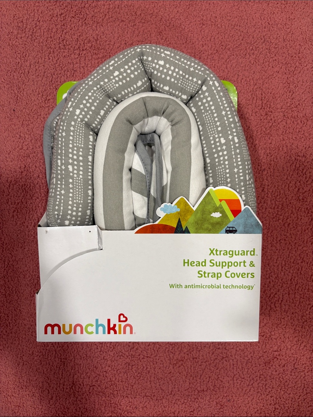 Munchkin Gray & White Xtraguard Head Support and Strap Covers